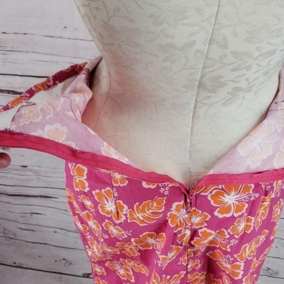 Rave City Tropical Pink Floral Print medium 90s Grunge Punk skater Emo Dress - Picture 6 of 8